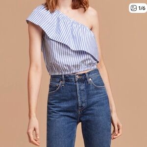 Wilfred Off-Shoulder White Crop Top
